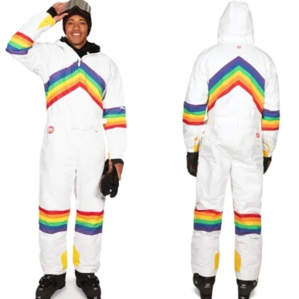 Tipsy Elves Mens Sunrise Shredder Snow Suit Rainbow White Size S